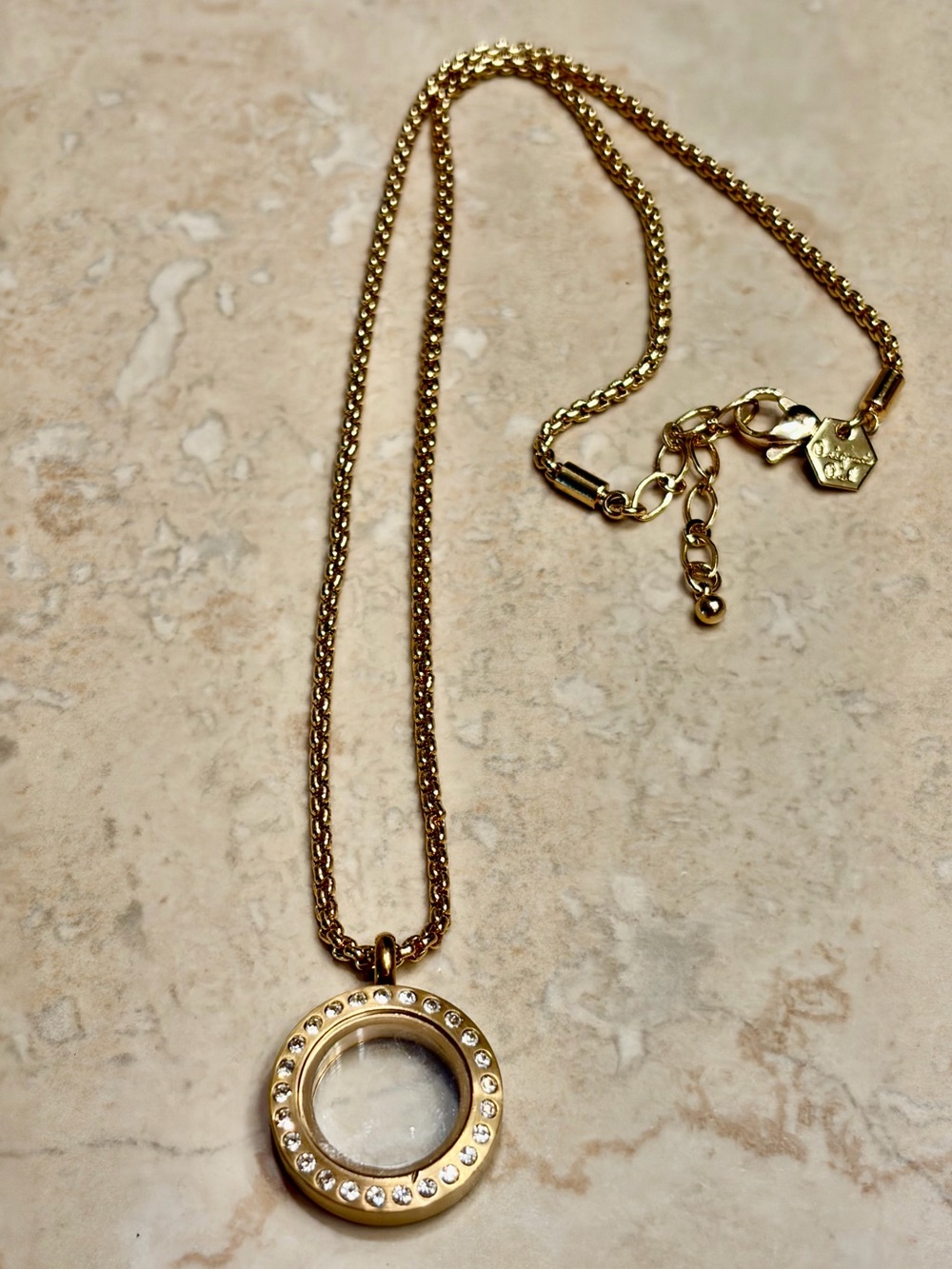 Origami Owl Gold Mini Living Locket Necklace with 32 Stones